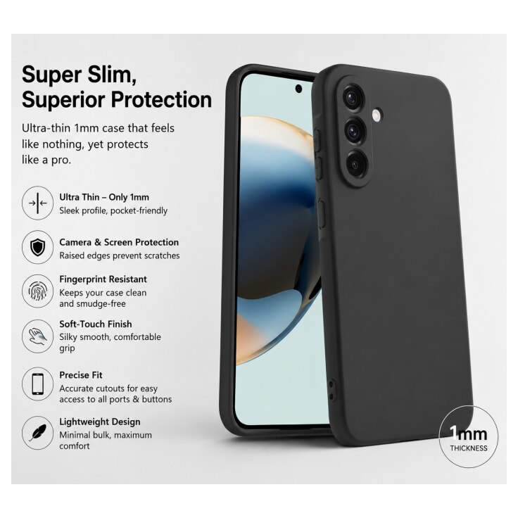 Husa Upzz® Ultra Slim New Compatibila Cu Samsung Galaxy A27 5G, Silicon Soft Slim, Protectie La Camera, Negru
