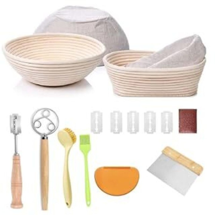 Set cosuri dospire rattan natural oval si rotund 25.4x14.5x8.9cm si 22.9x22.9x7.6cm multicolor