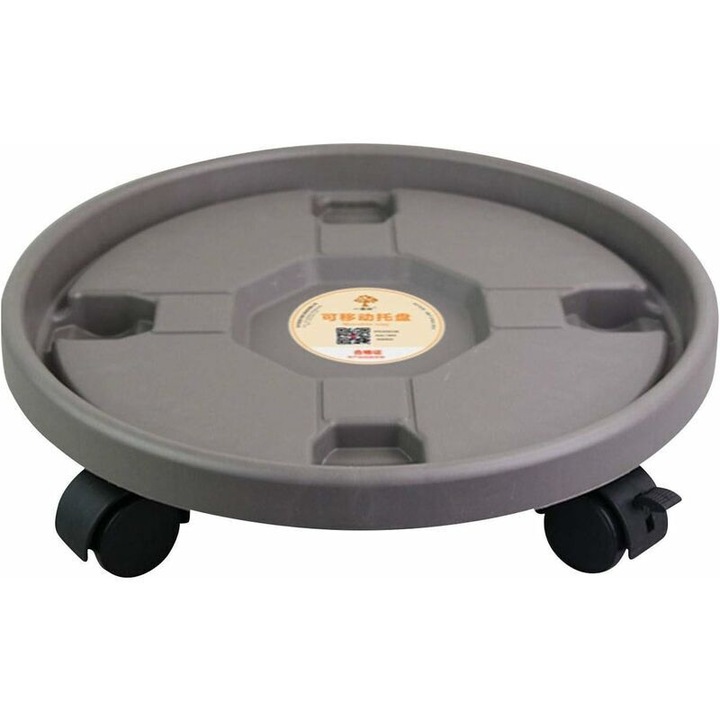 Suport ghiveci pe roti, plastic, 30cm diametru, capacitate 90kg