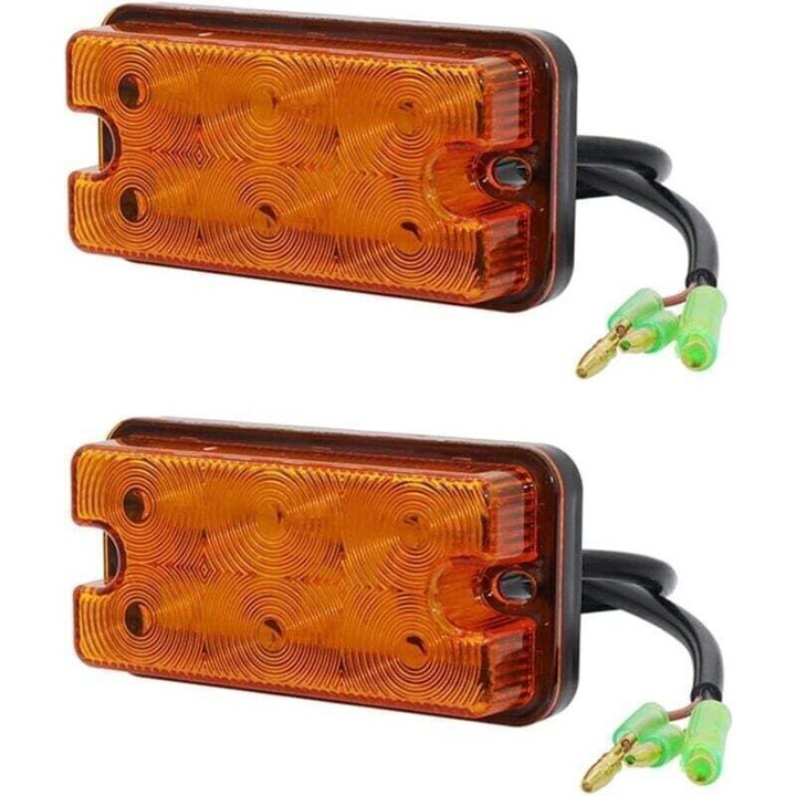 Set 2 semnalizatoare LED frontale galbene 12V-80V pentru utilaje si remorci