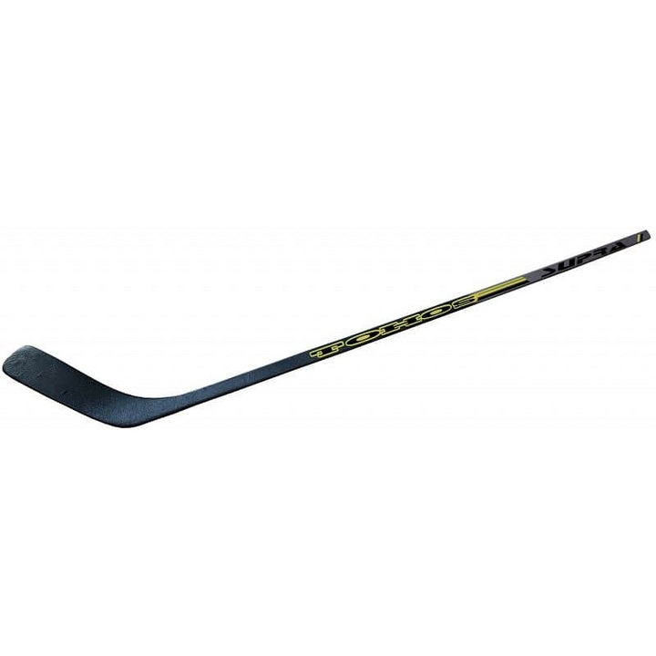 Tohos, Laminált fa jégkorongütő/hokiütő, megerősített SUPRA lappal és pengével, Fekete/sárga, 152 cm