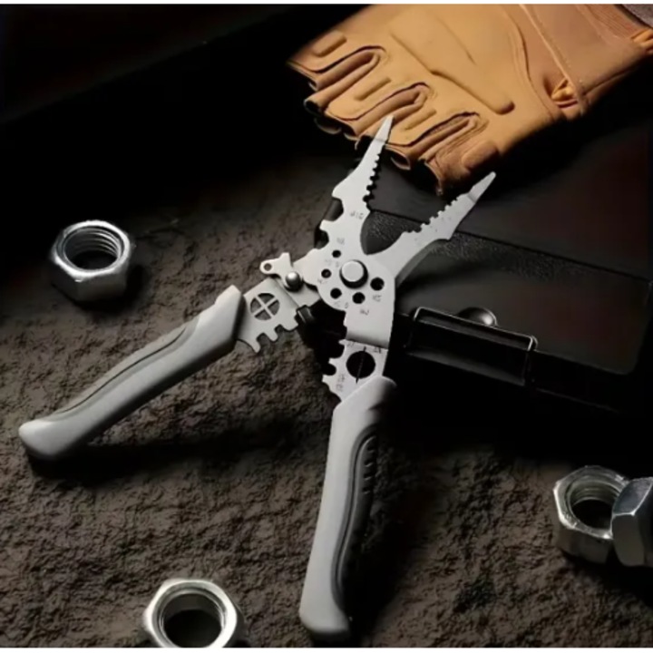 Cleste Multifunctional pentru Electricieni si Bricolaj, Taiere / Dezizolare / Sertizare cu Maner Ergonomic Antiderapant