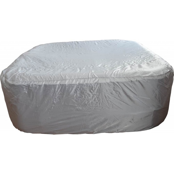 Husa de protectie/acoperitoare pentru cada cu hidromasaj mobil Belatrix, pentru 6 persoane, profil patrat, nylon rezistent pentru exterior, gri, 185x185x65 cm