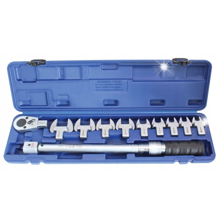 Asta nyomatékkulcs készlet 40-210Nm cserélhető fejekkel 13-30mm, 1/2", fekete