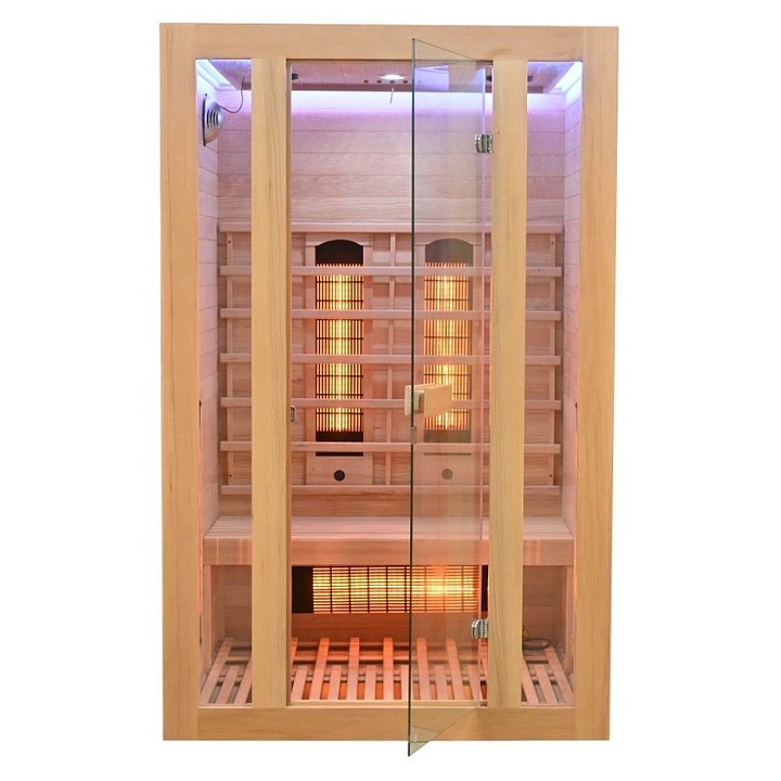 Infrasauna Belatrix Benton 2 Klasik, 5 radiatoare plin-spectru, cabina hemlock, natural, 2 persoane