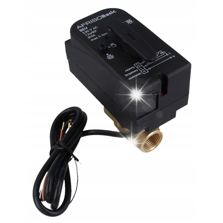 Afriso BEV 2-utas golyóscsap, elektromos, 1/2, sárgaréz, 230V, 12s, 15x62x41mm