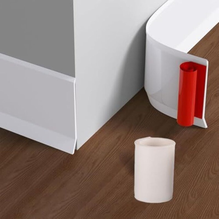 Самозалепващ PVC перваз 10x300см бял гъвкав за кухня и баня
