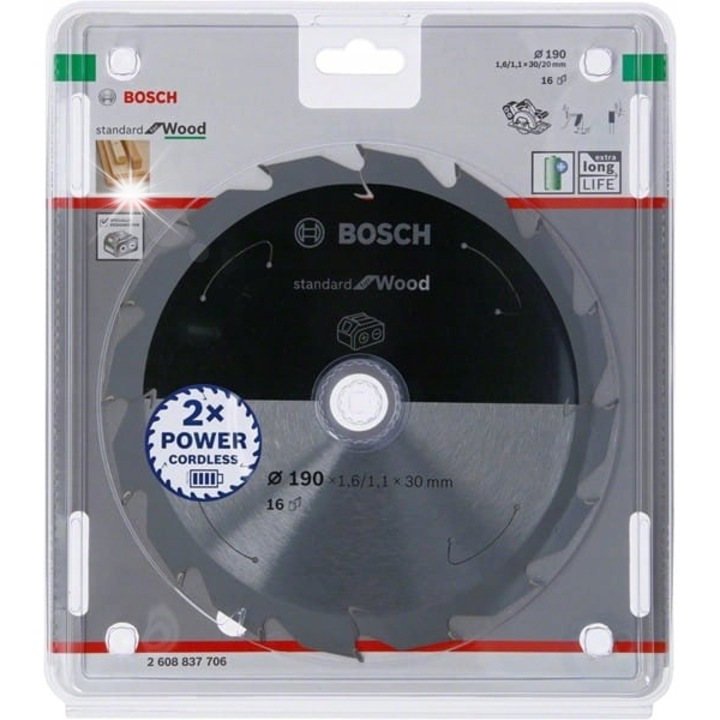 Disc taiere Bosch 190x30x16mm 16 dinti pentru lemn