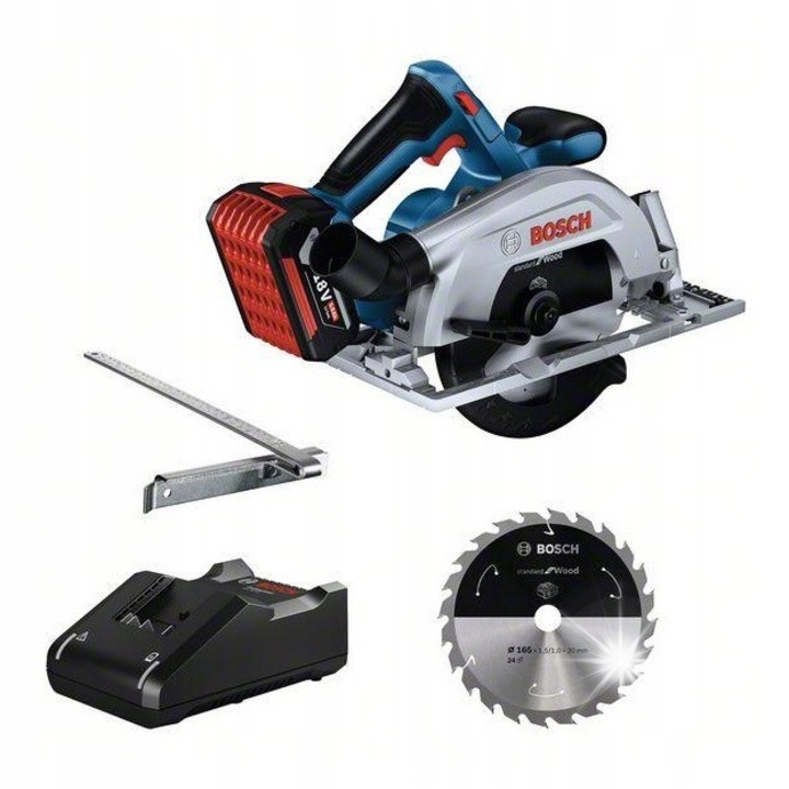 Fierastrau circular Bosch GKS 185-LI, fara fir, 18V, 165mm, 5.0Ah, LED, 2.9kg