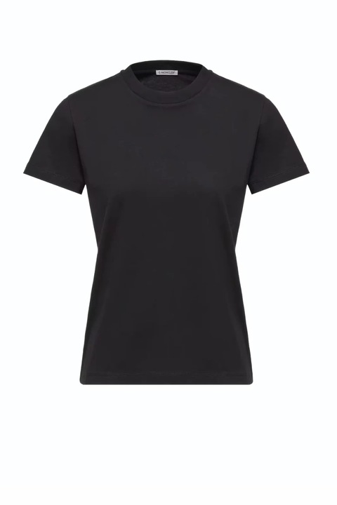 Moncler Embroidered Logo Cotton T-Shirt Black, Negru