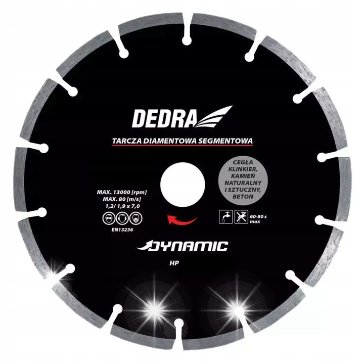 Disc diamantat segmentat Dedra 250x25,4mm pentru beton multicolor
