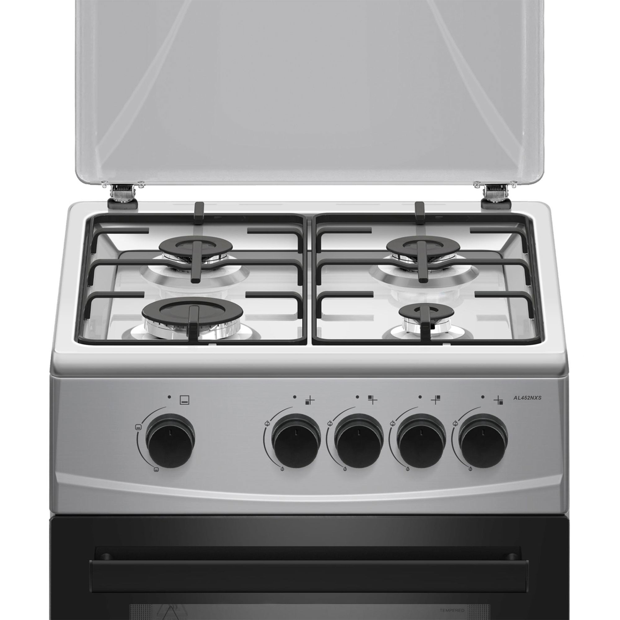 Aragaz Albatros AL452NXS, 50 x 50 cm, 4 arzatoare pe gaz, Cuptor pe gaz, 52 L, inox (laterale argintii)