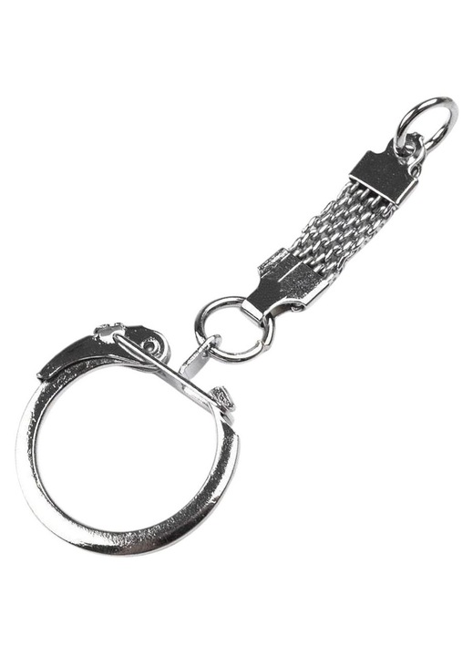 Baza breloc metalic cu carabina si inel rotund pentru chei, accesorii handmade, genti si portofele, 6.5 cm, argintiu