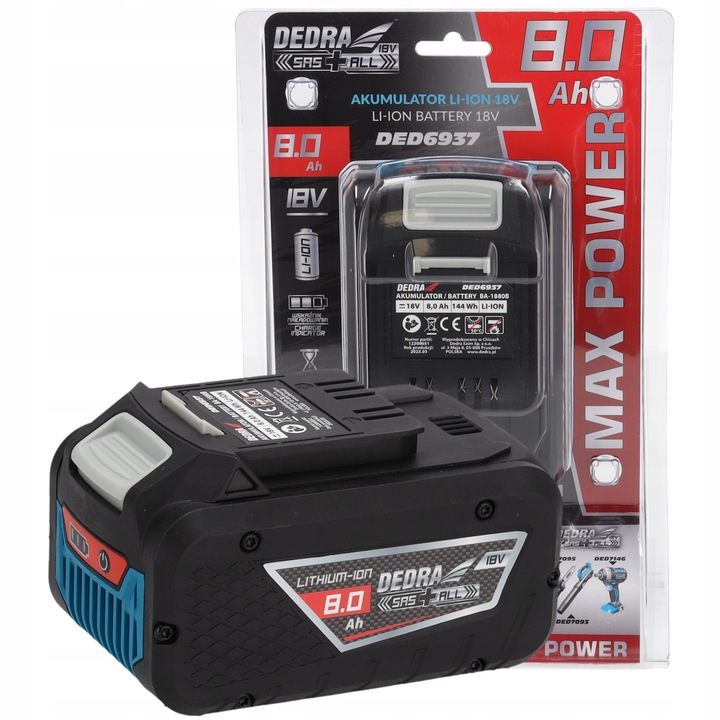 Acumulator Dedra SAS+ALL 18V 8Ah Li-ion 21700