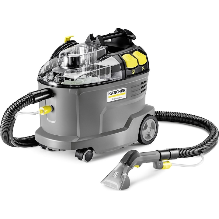 Aspirator injectie-extractie KARCHER Puzzi 8/1, 1200 W, rezervor apa murdara 7 L, suprafata maxima 18 m²/h, Gri