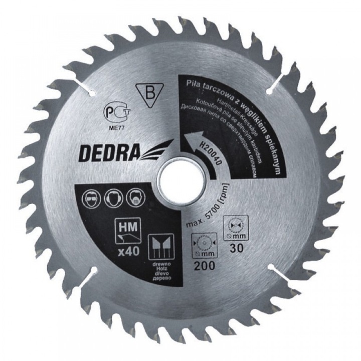 Panza circulara Dedra 250x30mm 60 dinti, carbura wolfram, pentru lemn