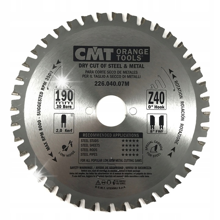 Panza circulara CMT 190x30mm 40 dinti pentru metal si lemn
