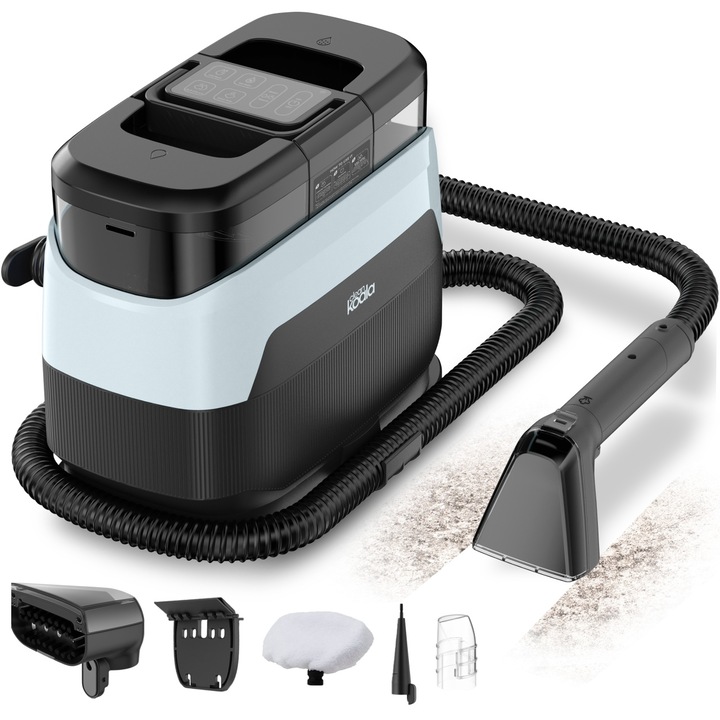 Прахосмукачка за пране и пара CleanKoala Multi Heat 1650W, за дивани, фотьойли, килими, тапицерия на автомобили и други текстилни изделия, >12 kPa, почиства петна и дезинфекцира, инжекция-екстракция, 1.3L, Черна