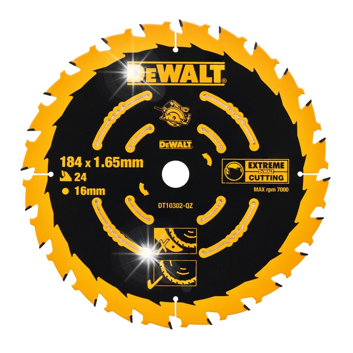 Disc de taiere DeWalt 184x16x1mm 24 dinti pentru lemn