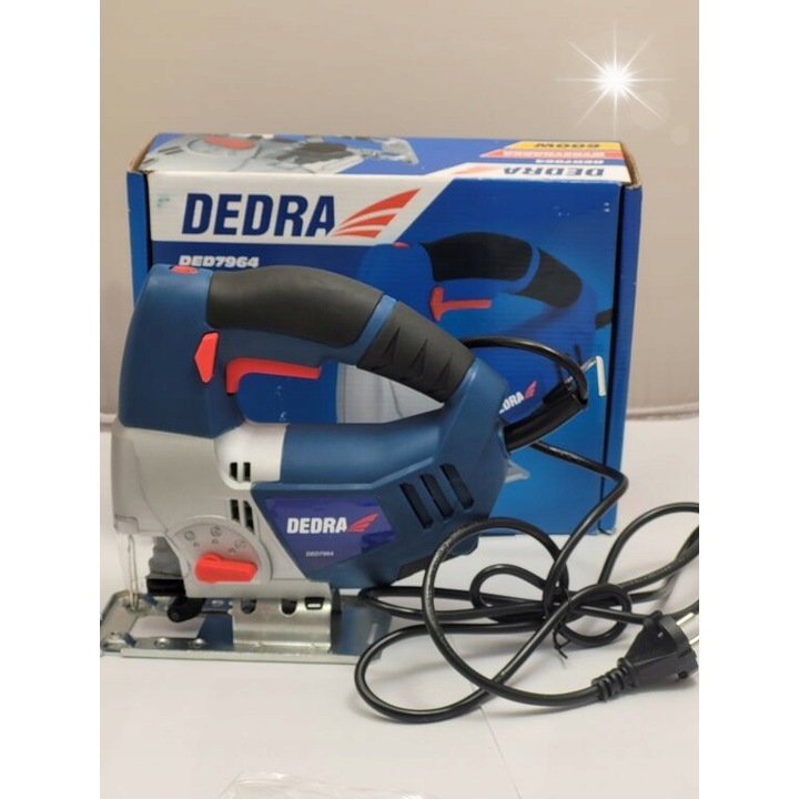 Електрически трион Dedra DED7964 600W, прецизно рязане, 20мм ход, черно-бял
