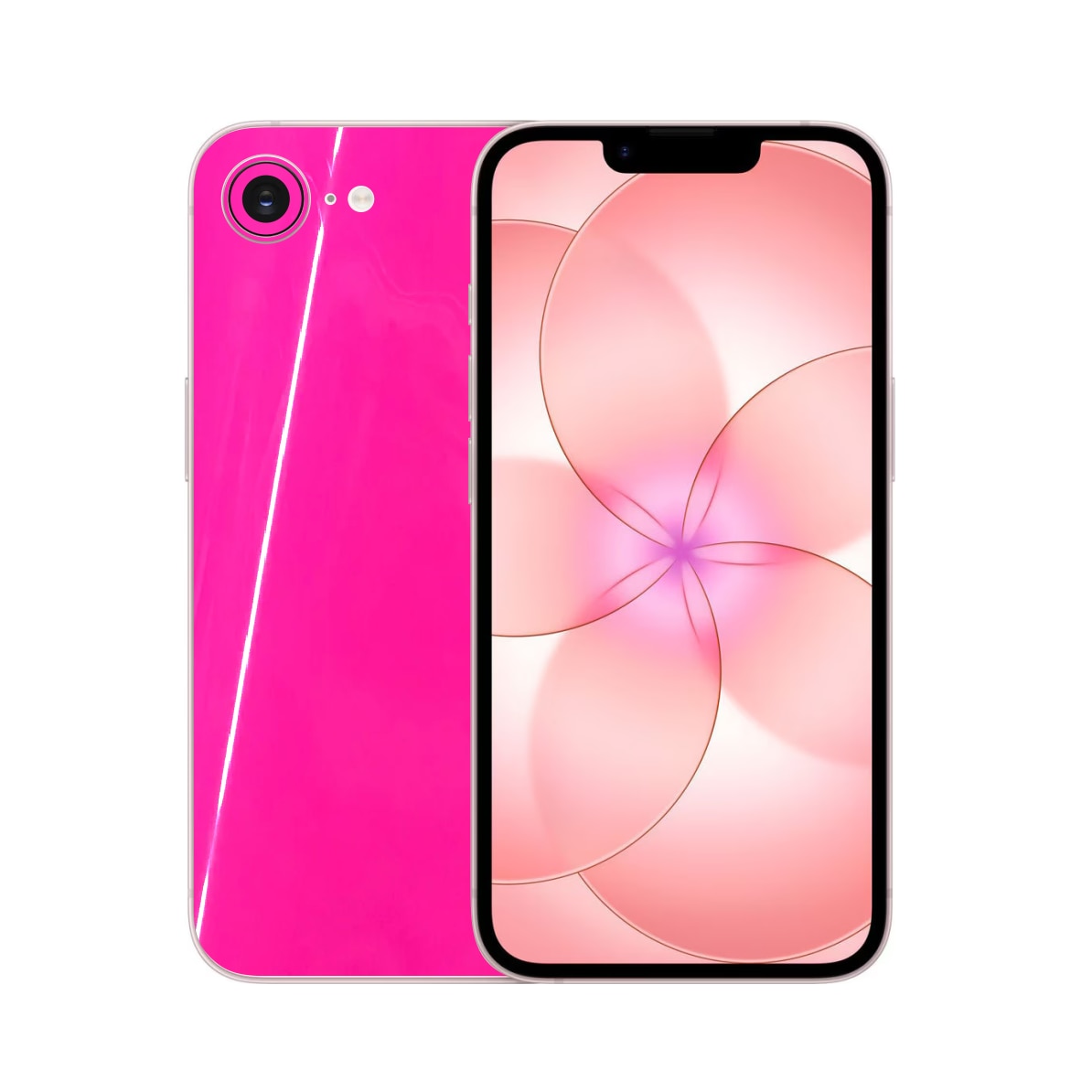 Folie iSkinz pentru Apple iPhone 17e - Neon Roz, Split Cut, Skin Adeziv Cover, Protectie pentru Carcasa Spate si Laterale