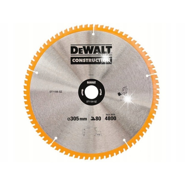 Disc de taiere DeWalt DT1184 305mm 80 dinti pentru lemn