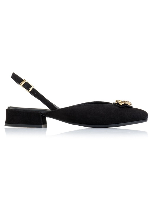 Pantofi dama, Musette, CLARISA A249, Piele intoarsa, Negru
