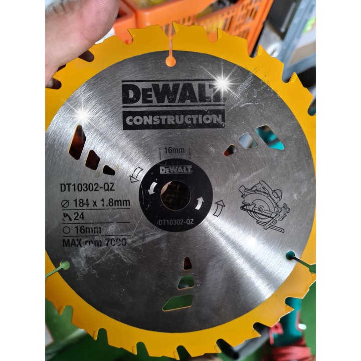 Panza circulara DeWalt DT1938, 184x16mm, 18 dinti, ATB, pentru lemn