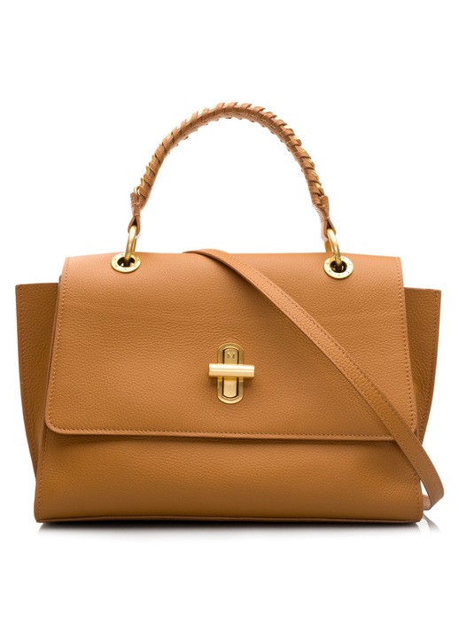 Geanta dama, Musette, INDRA Piele naturala, x x, Coniac, 31 x 12 x 23 cm