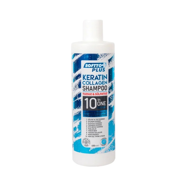 Sampon Fara Sare cu Keratina si Colagen Softto+ Plus