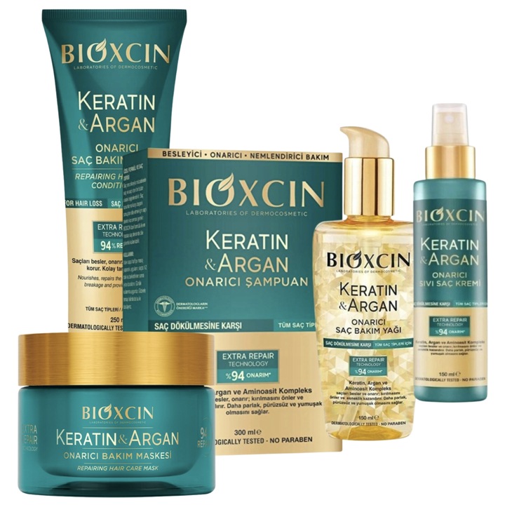 Bioxcin Keratin&Argan Hair Care SET (150ml+ 300ml+ 150ml+ 225ml+250ml)