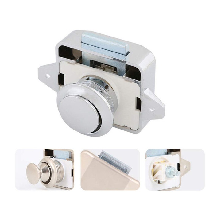 Tigrezy Buton Incuietoare - Incuietoare fara cheie pentru mobilier, maner pentru usa de dulap, pentru rulote, autorulote, 5 bucati, argintiu
