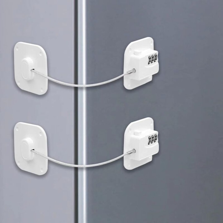 Set de 2 incuietori pentru frigider cu combinatie, lacate pentru frigider cu siguranta pentru copii, incuietori adezive cu combinatie pentru frigider, incuietori de securitate pentru usi de frigider, ferestre, dulapuri si dulapuri