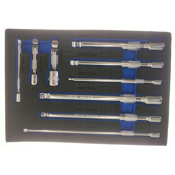Falon-Tech csuklós hosszabbító készlet, 9 részes, króm-vanádium, 75x225mm