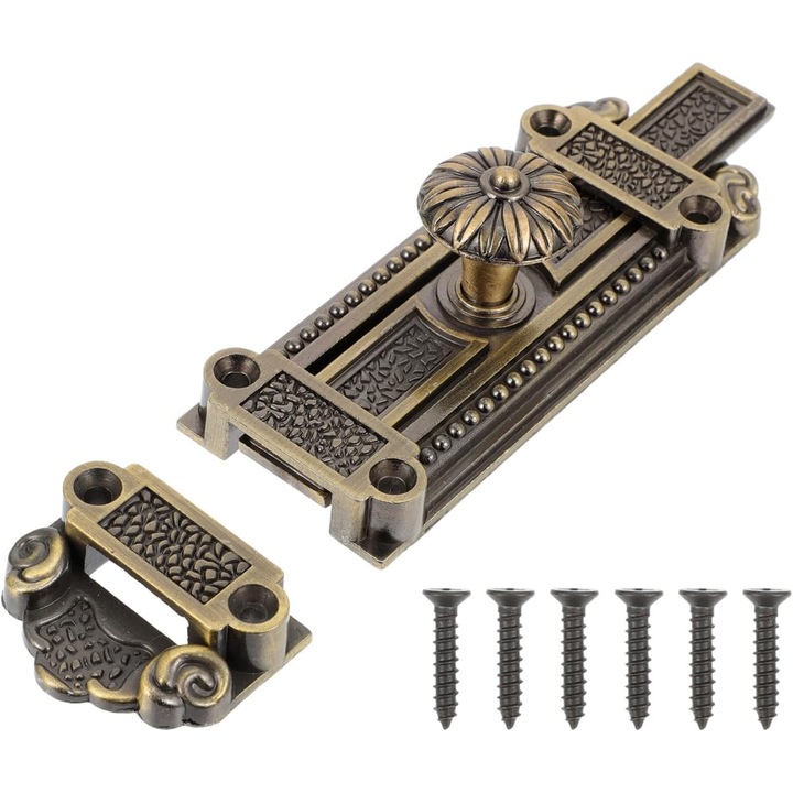 Zavor de usa antic, incuietoare glisanta de securitate din aliaj vintage, usor de instalat pentru bucatarie, baie, garaj, accesoriu hardware durabil