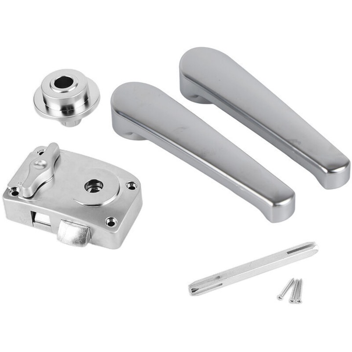 SJLERST Set de incuietori pentru usa de toaleta, maner de baie, crom lustruit pentru rulote, furgonete, rulote, iahturi