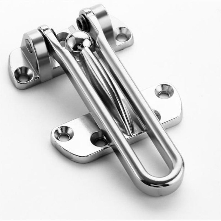 Incuietoare cu clapeta, protectie durabila pentru usile din fata si din spate, poarta de siguranta pentru copii, fabricata din metal turnat sub presiune armat pentru securitatea casei (crom stralucitor, set de 2)