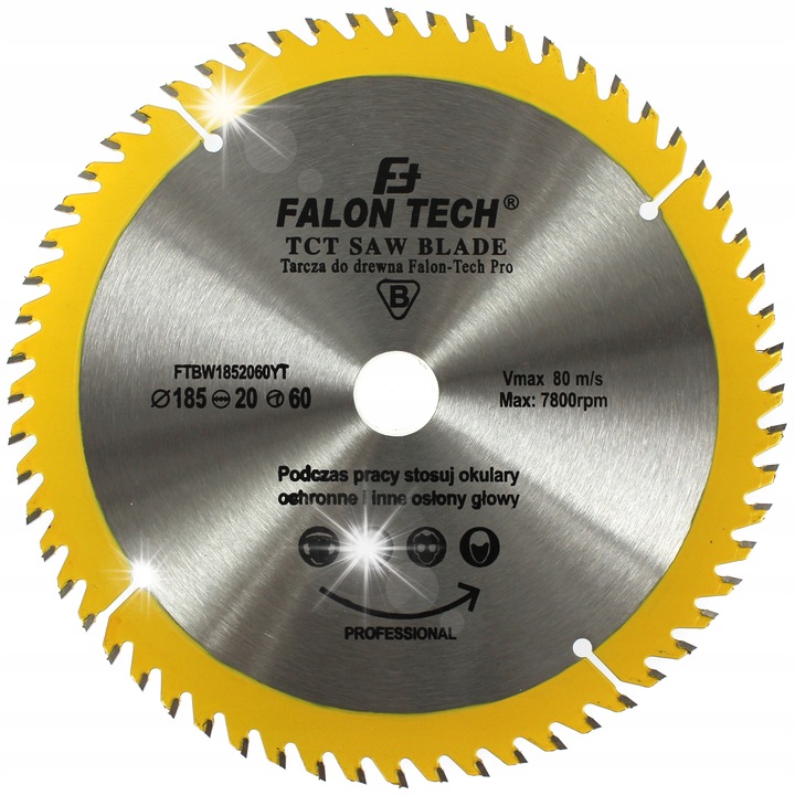 Disc taiere lemn Falon-Tech 185x20mm 60 dinti