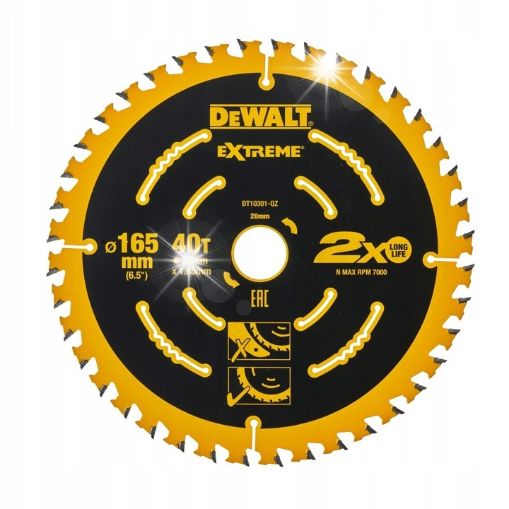 Disc de ferastrau DeWalt 165x20mm 40 dinti, rezistent, taiere precisa