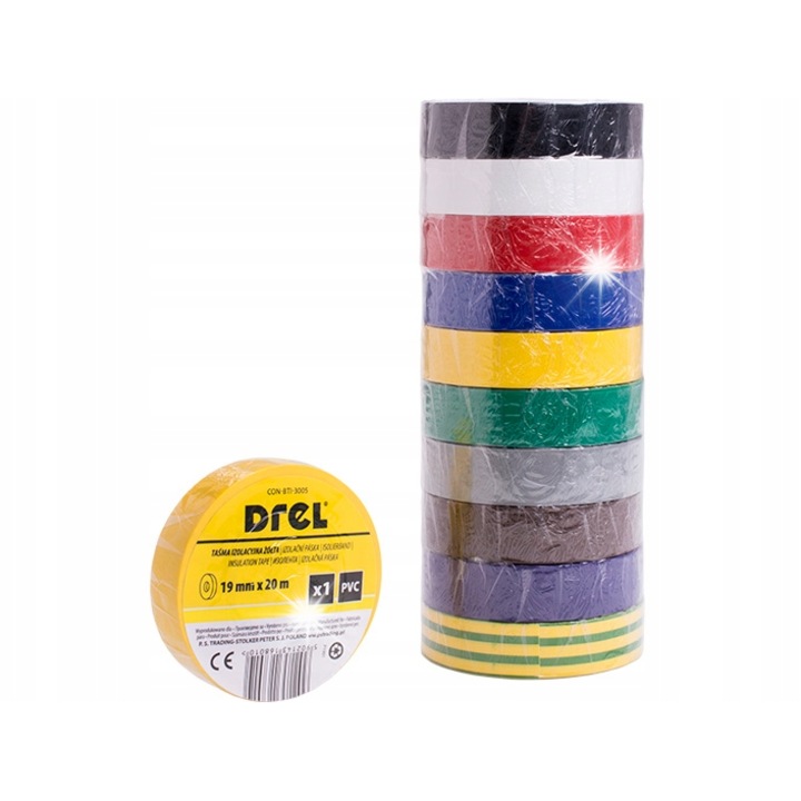 Комплект 30 изолационни ленти Drel PVC многоцветни 19mmx20m и 15mmx10m