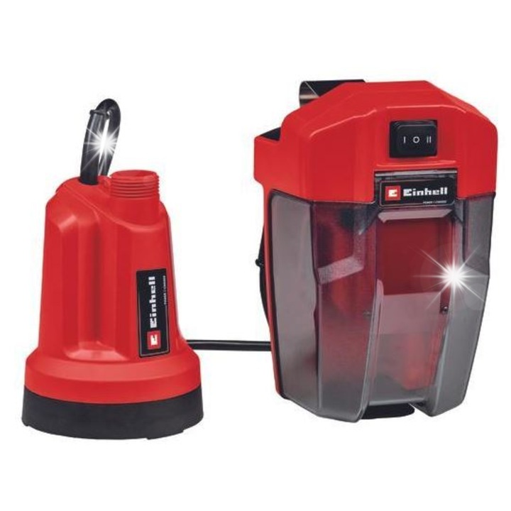 Потопяема помпа за чиста вода Einhell GE-SP 18 LL Li, 4500л/ч, 32.5x25.5x26.5см, червена