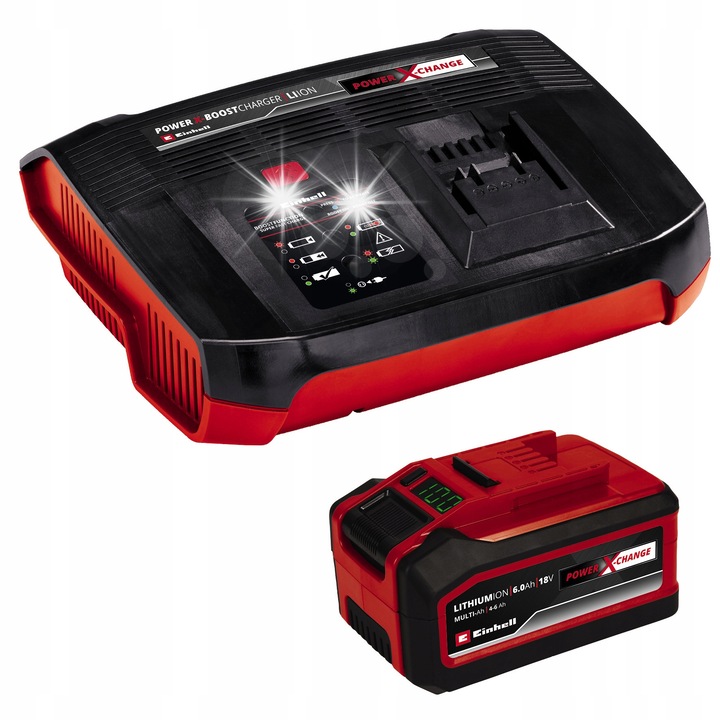 Set acumulator 18V 4-6Ah Power X-Change Plus si incarcator 6A Einhell