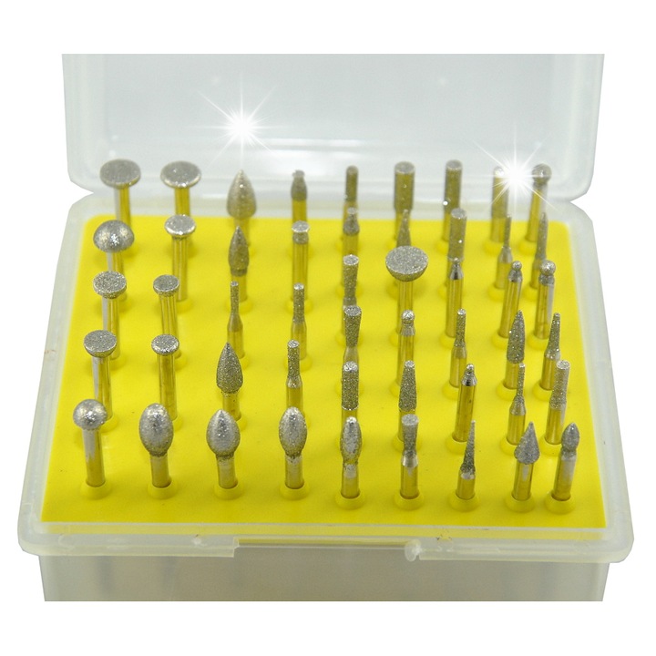 Freze diamantate Geko set 50 buc 3x45mm pentru piatra sticla