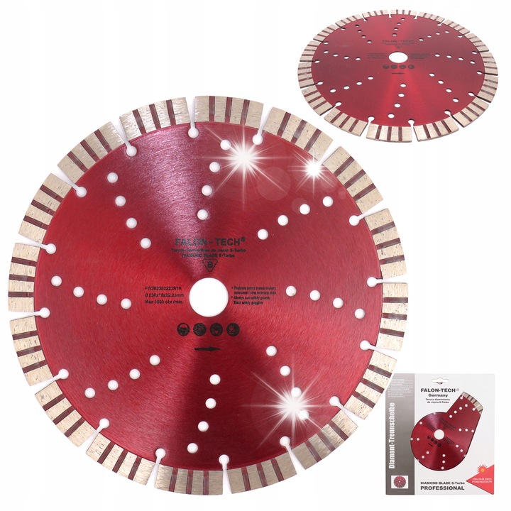 Falon-Tech S-Turbo gyémánttárcsa 230x22,23mm 15mm többszínű gránithoz