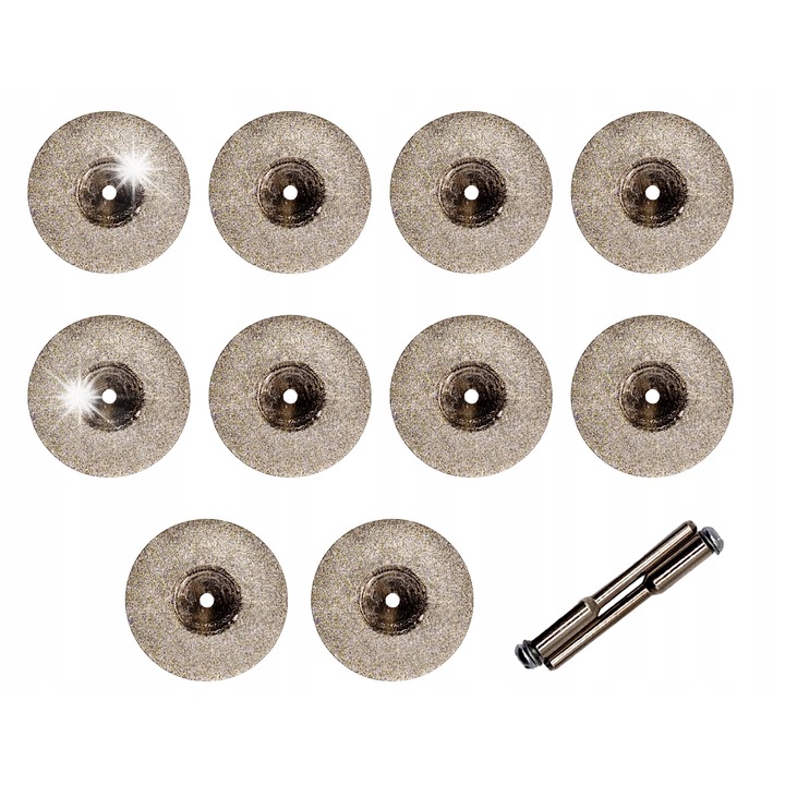 Falon-Tech 10 darabos gyémánt vágókorong készlet 50mm 0,65mm ezüst 12mm 2 szár 3mm