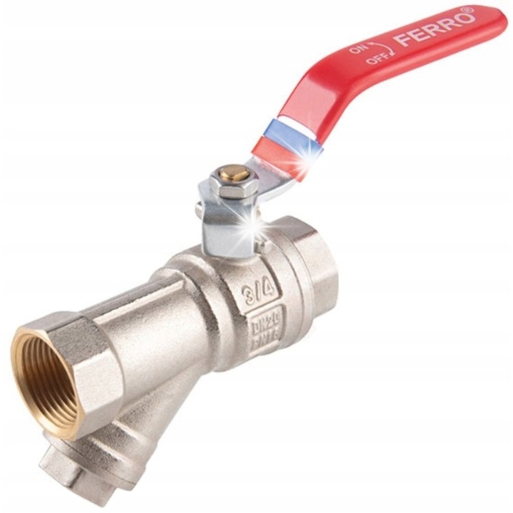 Golyóscsap Ferro F-Power sarokszűrő krómozott sárgaréz 5/4" 32mm
