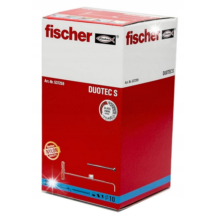 Dibluri Fischer Duotec 10mm set 25 buc nylon cu surub inox 70x10mm