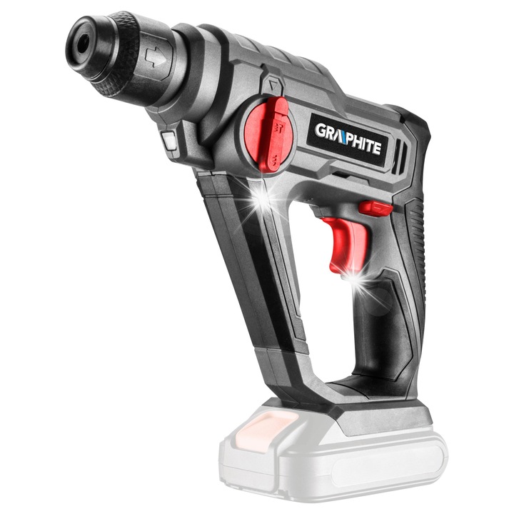 Ciocan rotopercutor GRAPHITE SDS+ 18V, 0.8J, LED, compact, 10mm