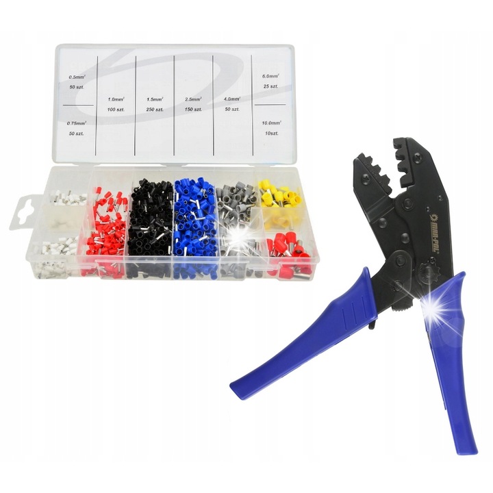 Geko fogó csatlakozókhoz 0,5-6mm, 685 darabos készlet, többszínű, 21,5cm
