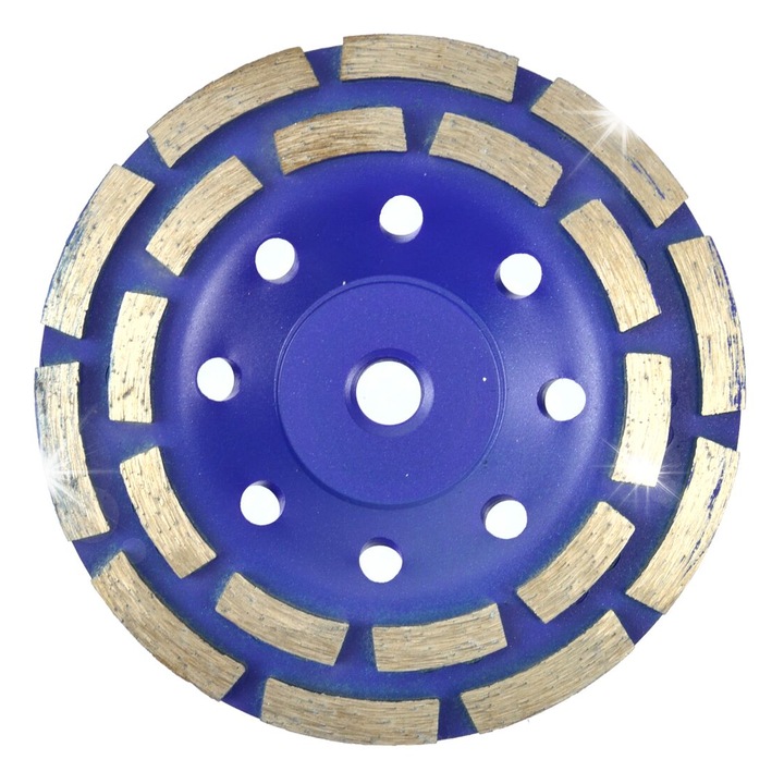 Disc diamantat Geko 125mm pentru slefuire beton, segment dublu, M14, 5mm, umed-uscat